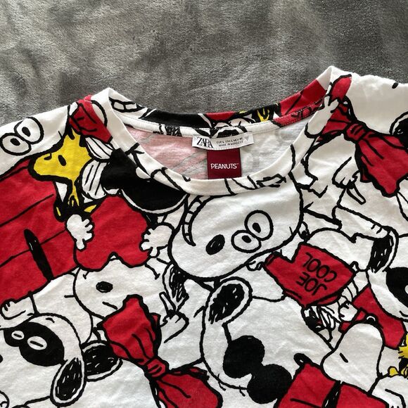 Zara x Peanuts Tshirt Mini Dress Cotton Short Sleeve Snoopy Womens Large - Picture 4 of 11